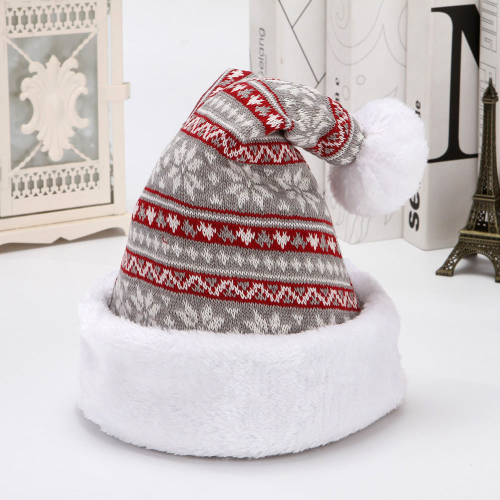 Snowflake Deer Knitted Wool Flannel Christmas Hat